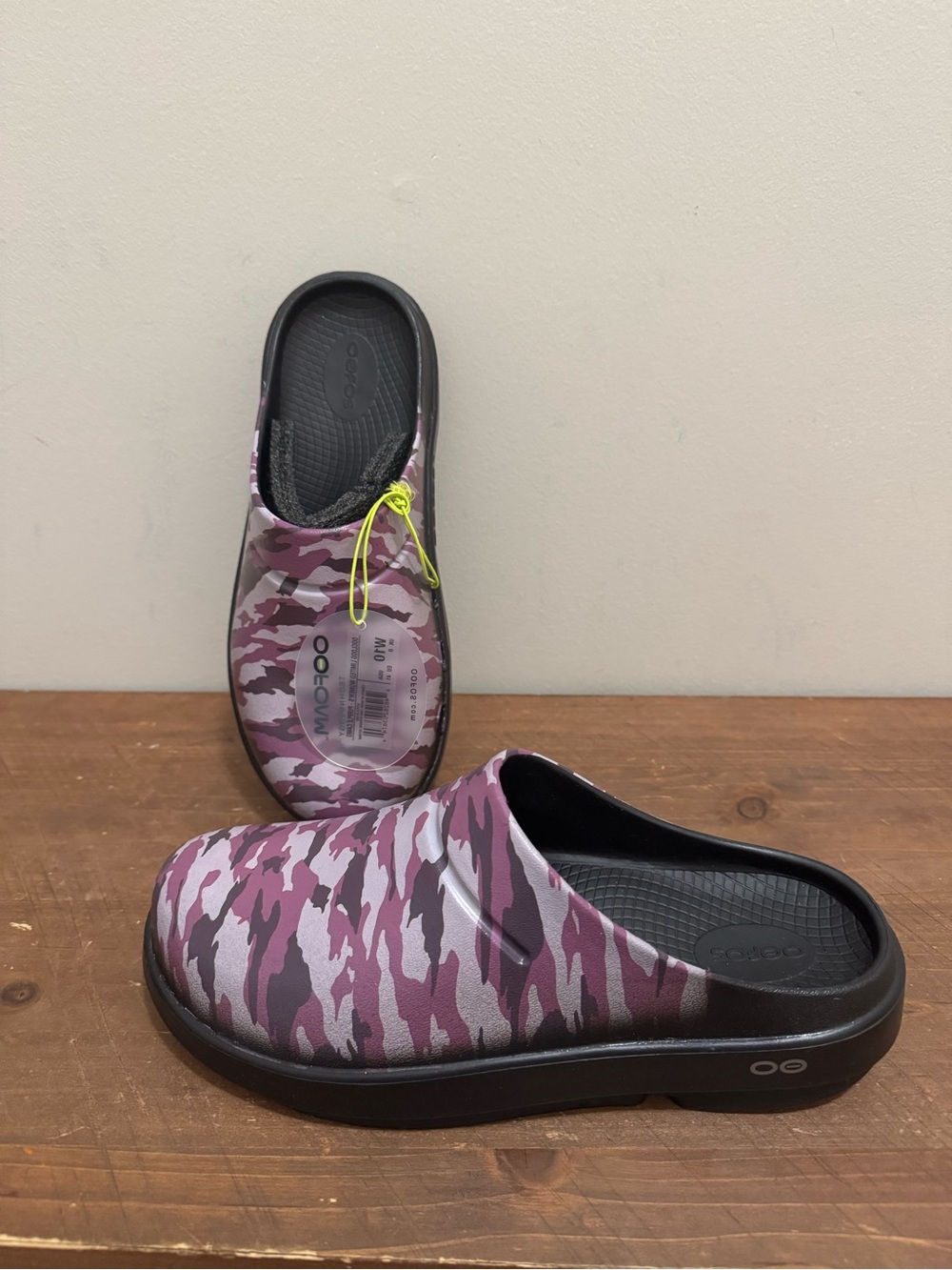OOFOS Purple Camo Slip-On Comfort Mules Womens Size 10